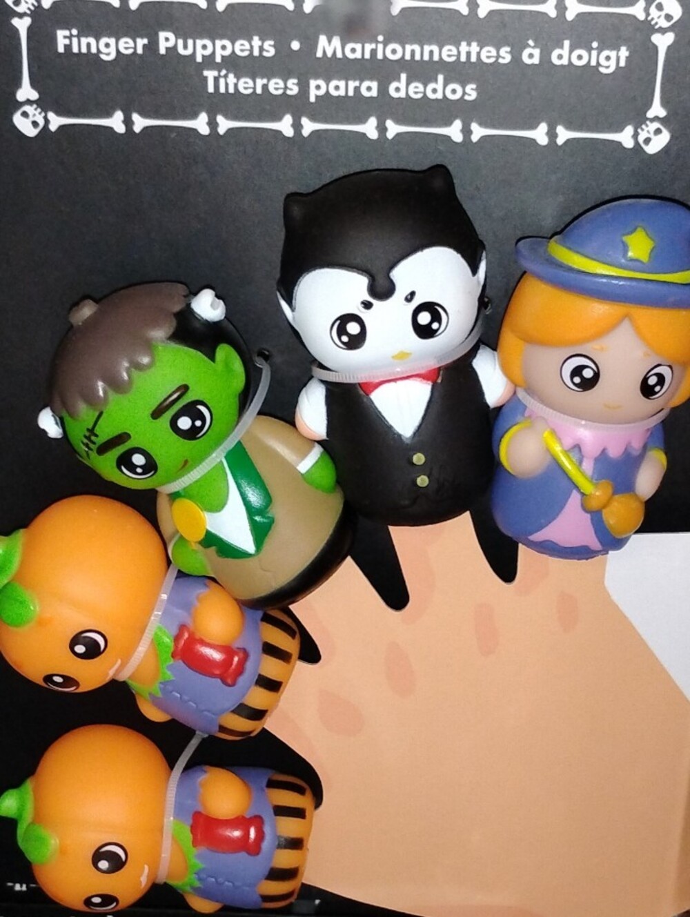 Kids Halloween Finger Puppet Set - Orange, Green, Black, Purple